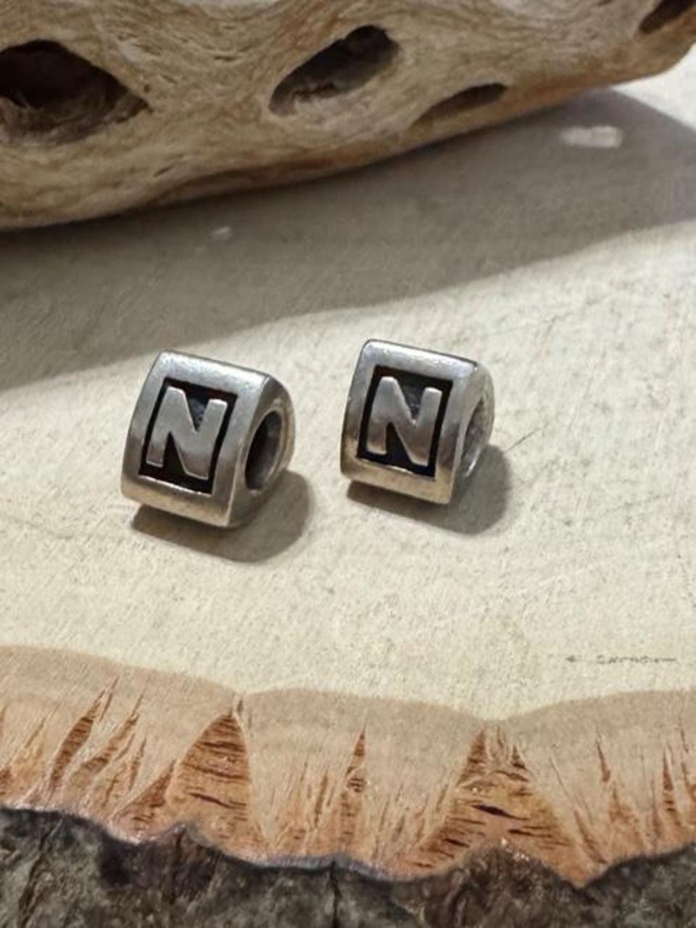 Pandora 925 Sterling Silver (one) Initial N Letter Charm